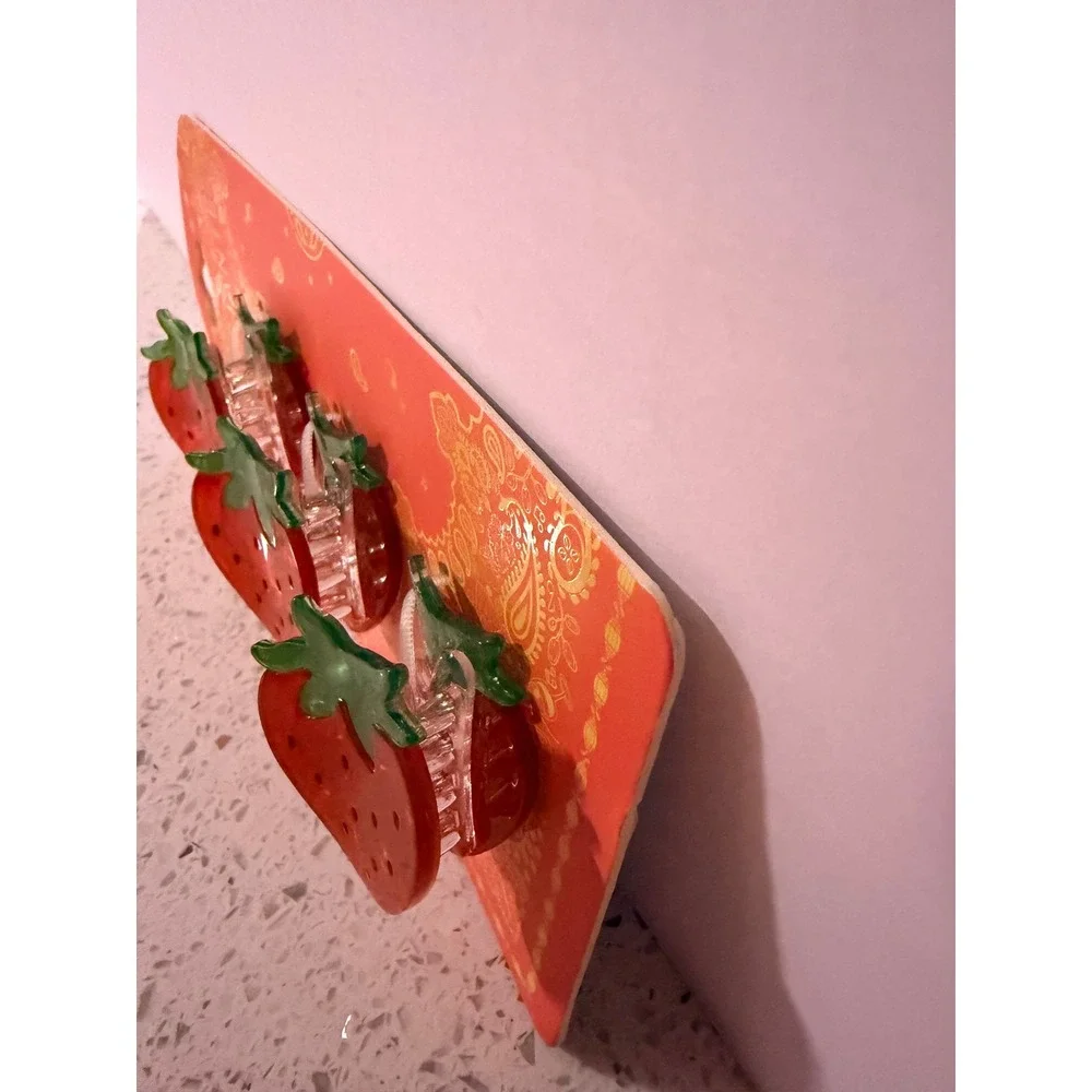 Enchante Accessories Red Strawberry Hair Claw Clips Set of 3 Fruit P2362 New